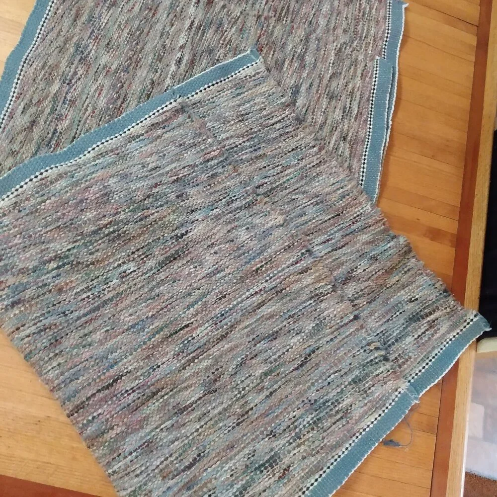 Two Vintage Woven Scatter Throw Rugs 36